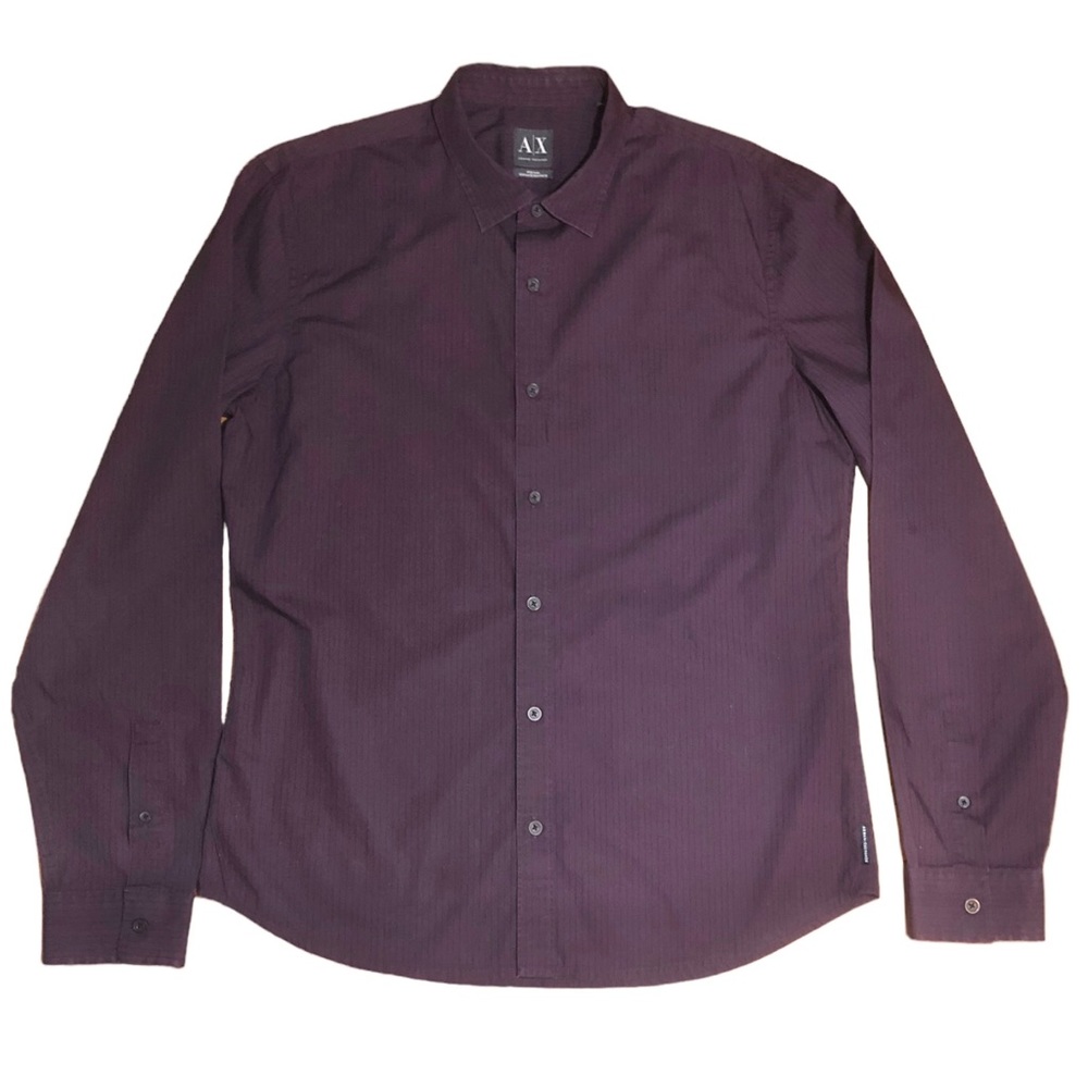A/X Striped Fitted Casual Button Front Top